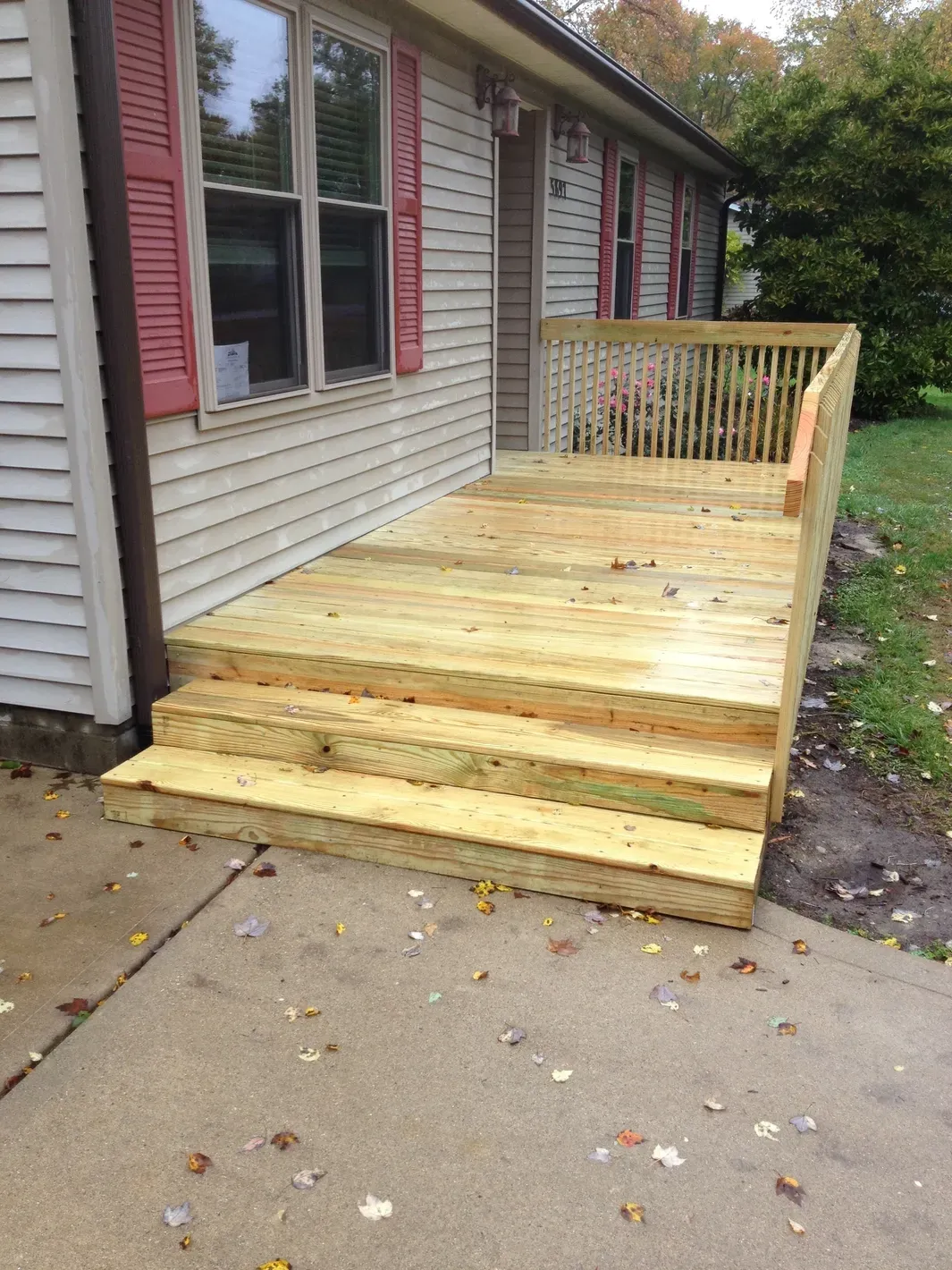 Newly constructed wooden ramp and steps